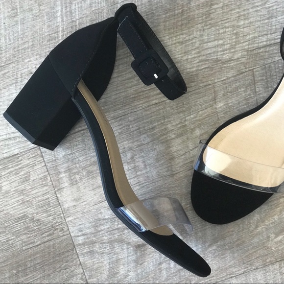 Retro Amuse Black & Clear Strap Block Heel Sandal - Picture 4 of 8